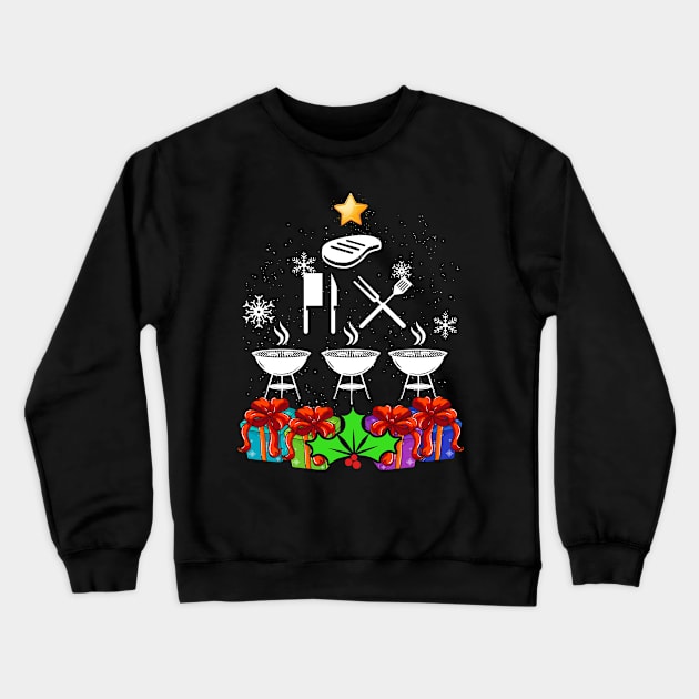 Funny Barbeque Christmas Tree Decor Gift Xmas Men Women Crewneck Sweatshirt by thuden1738